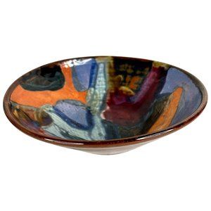 Bella Joy Studio Pottery Bowl Heidi Fahrenbacher Hand‎ Made Purple Orange Signed